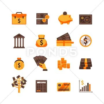 Finance Icons Set Stock Illustrationen
