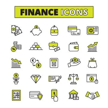 Finance icons set line Illustrazione stock