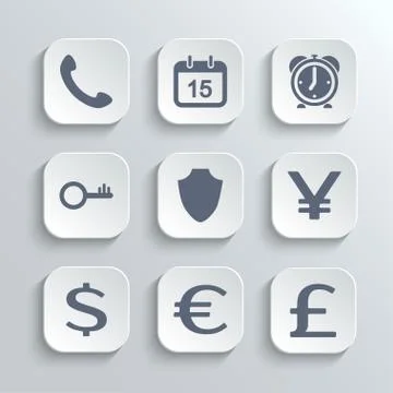 Finance icons set - vector white app buttons Stock Illustration