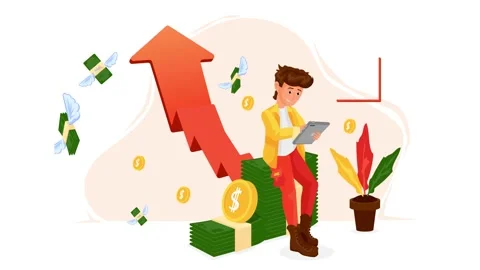 Finance illustration animation. Progress about making money. 4K Resolution. Stock Footage 233841805