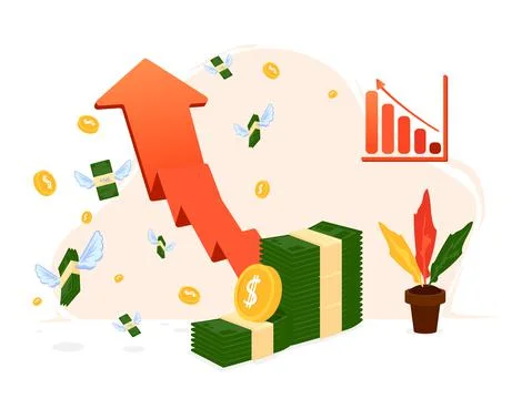 Finance illustration. Progress about making money. Illustrazione stock