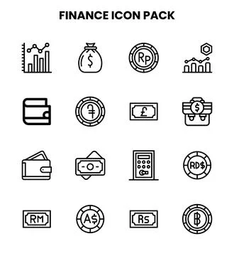 Finance Line Collection Icons Pack Stock-Illustration