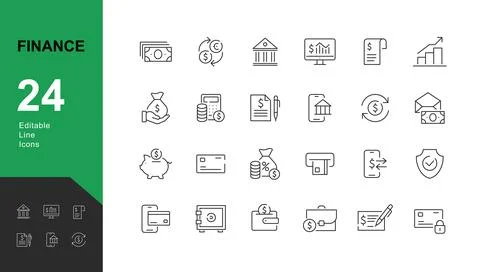 Finance Line Editable Icons set. Stock Illustration