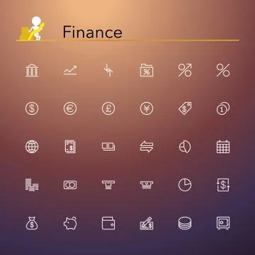 Finance line icons Stock Illustration