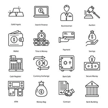 Finance Line Icons Stock Illustration