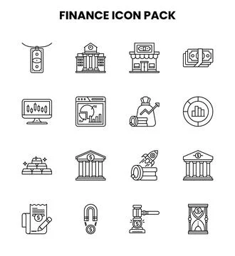 Finance Line Icons Pack Stock Illustration