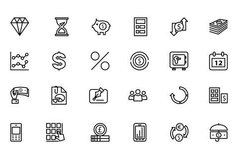 Finance Line Vector Collection Stock Illustration