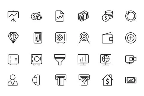Finance Line Vector Icons Collection Stock Illustration