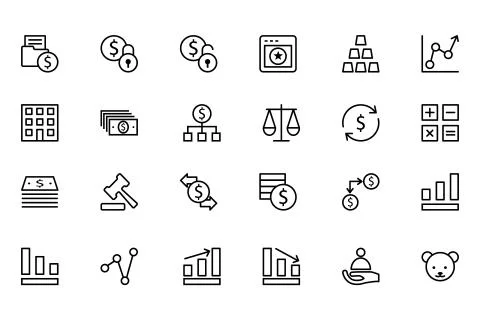 Finance Line Vector Icons Set Stock Illustration