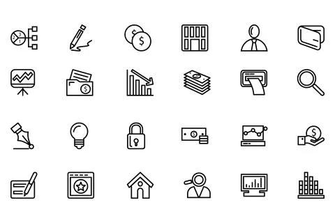 Finance Line Vector Set Stock Illustration