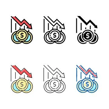 Finance lost, poverty minimal problem color icon vector Illustrazione stock