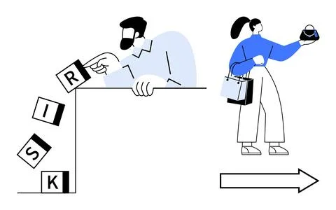Finance management, risk assessment, decision making, personal finance, savin Stock Illustration