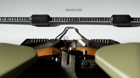 FINANCE, MARKETS, ROI, BIG DATA, FINTACH, DISRUPTION written on old typewriter Stock Footage 125153094