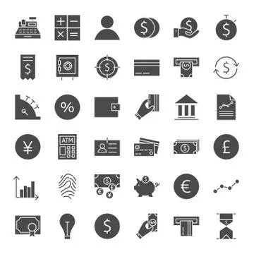 Finance Money Solid Web Icons Stock Illustration