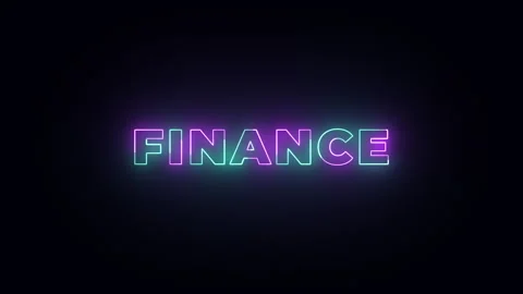 Finance neon glow text typography animation 4k video Stock Footage 284699356
