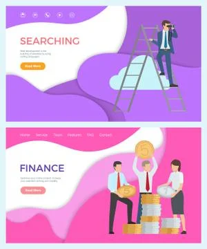 Finance, Optimize Online Content, Web Searching Illustrazione stock