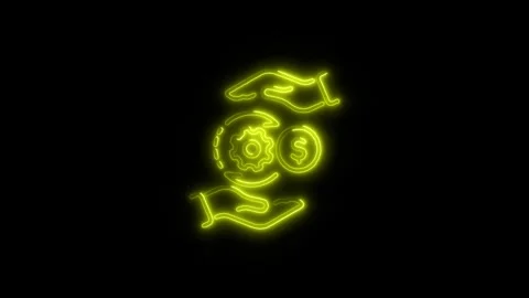 Finance Outline Icon in HD Video Neon Animation  Money and Investment Symbo Vídeo Stock 304374580