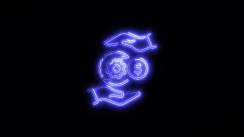 Finance Outline Icon in HD Video Neon Animation  Money and Investment Symbo 库存影片 304374582