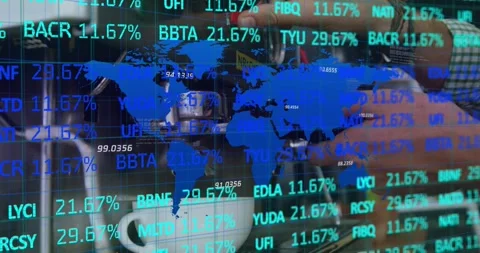 Finance overlay appearing hand operating and extracting espresso, highlighting Stock Footage 318476733