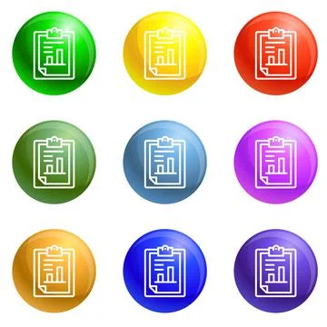 Finance paper graph icons set vector Illustrazione stock
