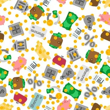 Finance pattern seamless. Sign for banking background Stock Illustration