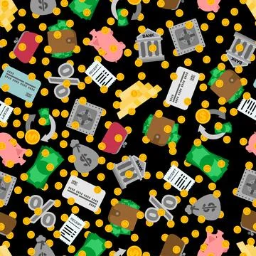 Finance pattern seamless. Sign for banking background Stock Illustration