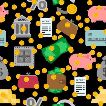 Finance pattern seamless. Sign for banking background Stock Illustration
