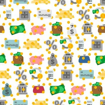 Finance pattern seamless. Sign for banking background Stock Illustration