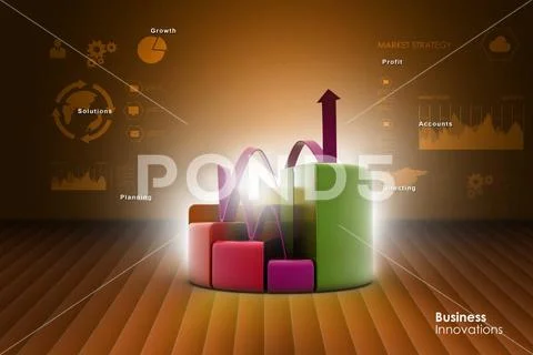 Finance pie and bar chart graphs with growing arrow finance pie and bar ...