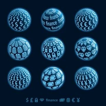 Finance planet icons Stock Illustration