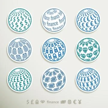 Finance planet icons Stock Illustration