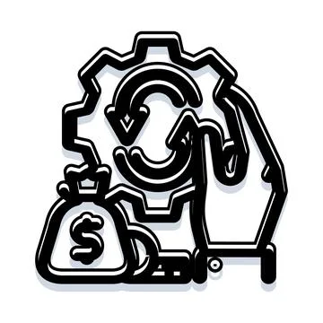 Finance process automation with money bag and gear Stock Illustration