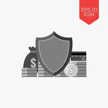 Finance protection concept icon. Flat design gray color symbol. Modern UI web Stock Illustration