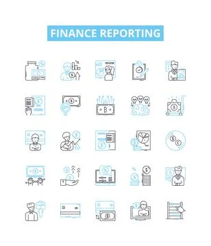 Finance reporting vector line icons set. Accounting, Budgeting, Forecasting Stock Illustration