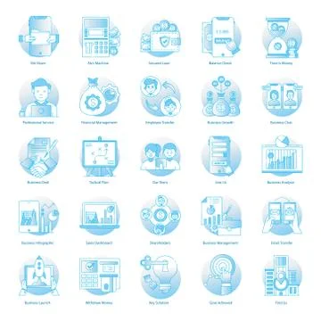 Finance Services Flat Icons Pack Stock Illustration
