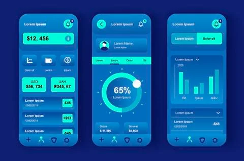 Finance services unique neomorphic design kit Stock Illustration