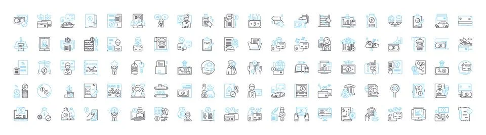 Finance services vector line icons set. Finance, Services, Investment, Banking Stock Illustration
