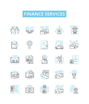 Finance services vector line icons set. Finance, Services, Investment, Banking Stock Illustration