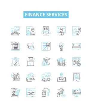 Finance services vector line icons set. Finance, Services, Investment, Banking Stock Illustration