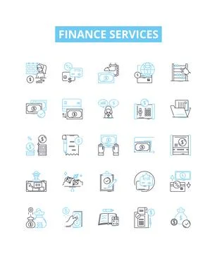 Finance services vector line icons set. Finance, Services, Investment, Banking Stock Illustration
