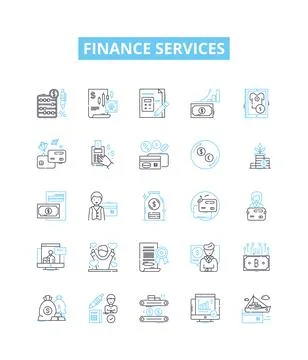 Finance services vector line icons set. Finance, Services, Investment, Banking Stock Illustration