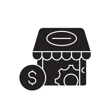 Finance settings black vector concept icon. Finance settings flat illustration Stock Illustration