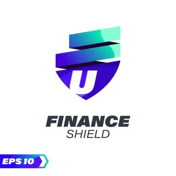 Finance Shield Alphabet U Logo Stock Illustration