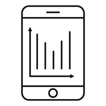 Finance smartphone chart icon, outline style Illustrazione stock