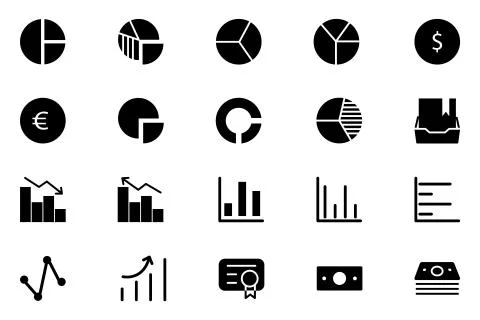Finance Solid Icons Collection Stock Illustration