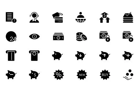 Finance Solid Icons Set Stock Illustration