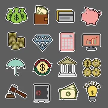Finance sticker icon Stock Illustration