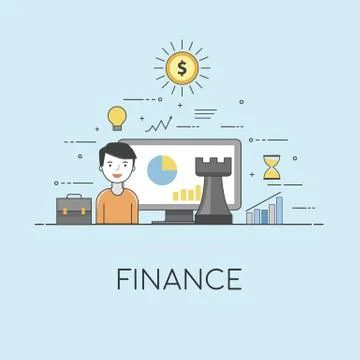 Finance strategy. Digital technologies. Charts and reports Stock Illustration