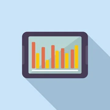 Finance tablet icon flat vector. Business report Stock Illustration