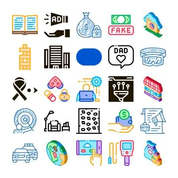 Finance technology business and data service icons collection Stockillustratie